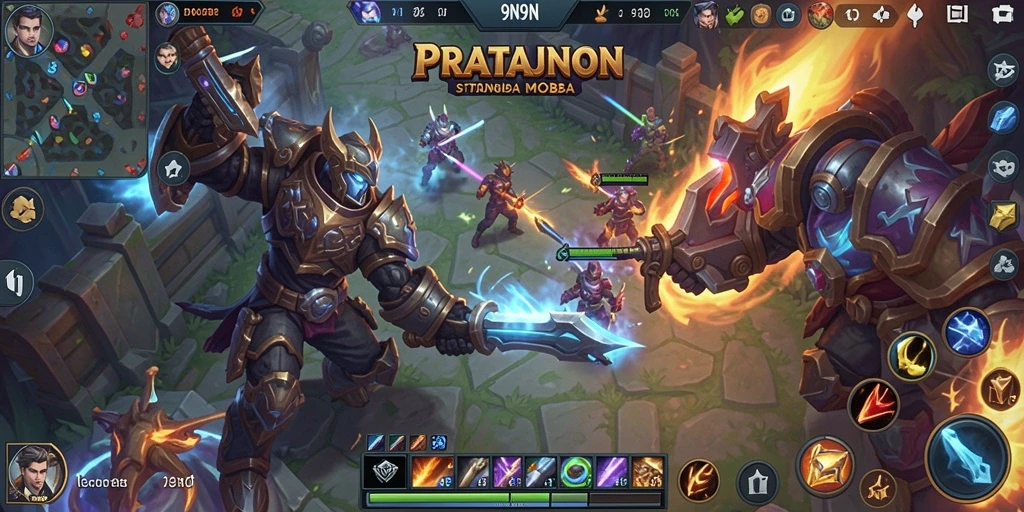 Gameplay seru di arena pertarungan MOBA 9N9N.
