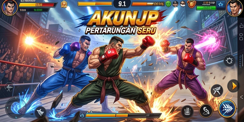 Gameplay Fighting yang seru dan mendebarkan di AKUNJP.