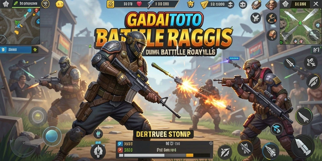 Tangkapan layar dari gameplay GADAITOTO menampilkan aksi seru di medan tempur Battle Royale.