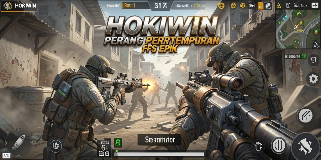 Screenshot HOKIWIN menampilkan aksi menembak yang mendebarkan.