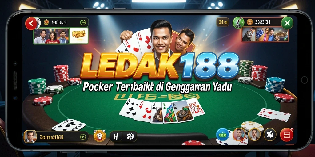Tampilan gameplay asli LEDAK188 dengan suasana poker yang intens.