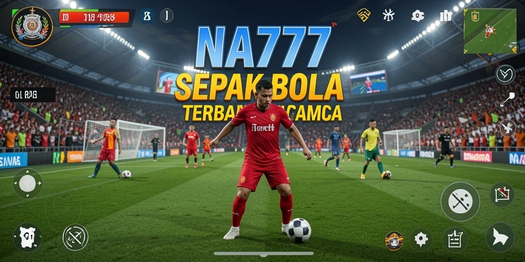 Tampilan gameplay NA777 yang mendebarkan dengan aksi sepak bola mendetail.