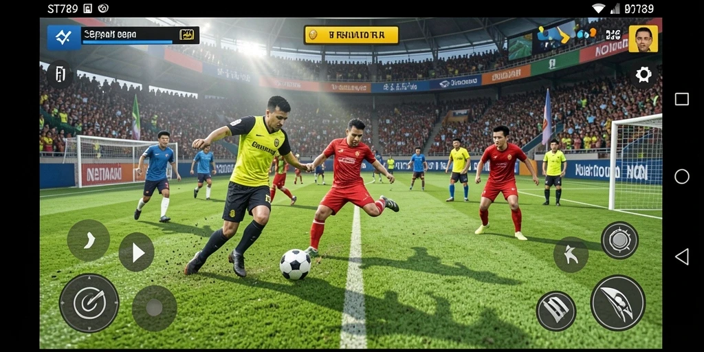 Tampilan gameplay ST789 yang memukau dengan aksi sepak bola yang mendebarkan.